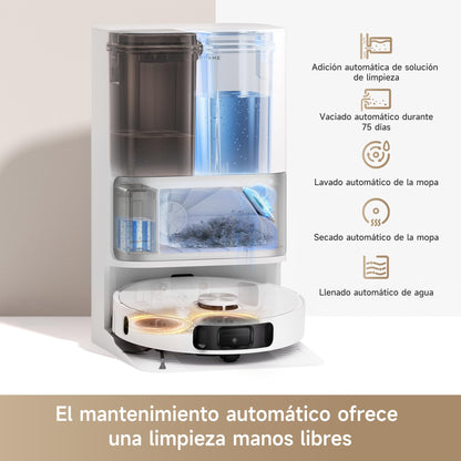 DREAME L10s Ultra Gen 2 Robot aspirador e fregona com RoboSwing MopExtend, 10000 Pa, modo para mascotas, estação base automática, 32 configurações de nível de água, limpieza de alfombras versátil