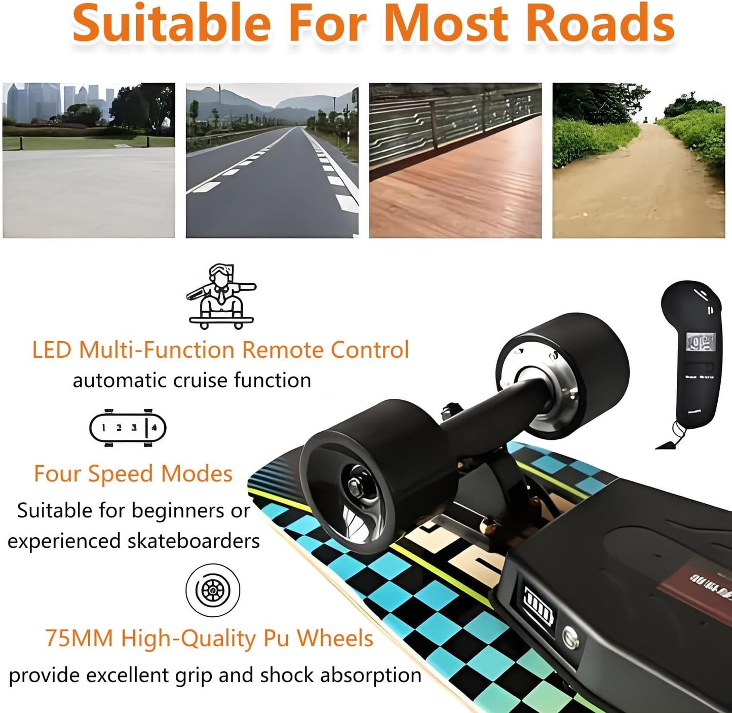 Monopatín Eléctrico para Adultos con Mando – Autonomía 26 km, Velocidad 22 km/h y Carga Máxima 150 kg