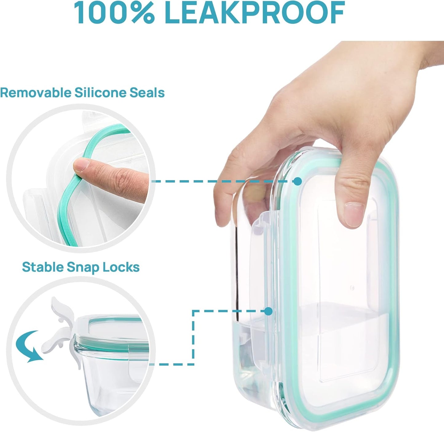 Set de Recipientes de Cristal Herméticos para Alimentos – Envases Reutilizables con Tapas, Aptos para Microondas y Lavavajillas (15 paquetes)