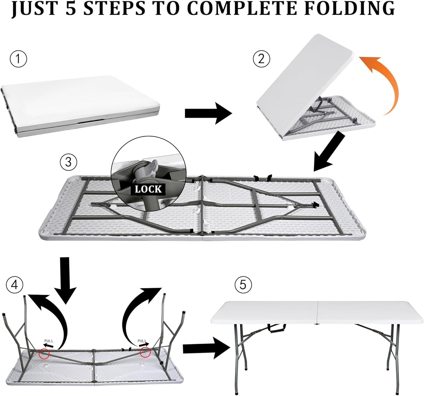 Mesa Plegable Portátil 180x70 cm – Mesa Rectangular para Camping, Jardín, Eventos y Reuniones