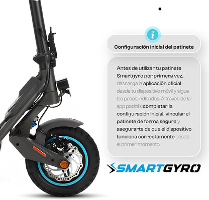SMARTGYRO Speedway - Patinete Eléctrico para Adultos con Motor de 500W 48V, Batería 12.500 mAh, Doble suspensión Reforzada, Frenos de Disco, 4 Intermitentes, Scooter, 3 Modos de conducción
