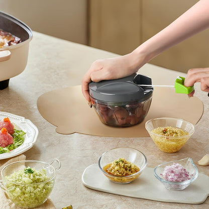 Picadora Manual de Alimentos Multifuncional – Cortador para Cebolla, Ajo y Verduras con Sistema de Tirador