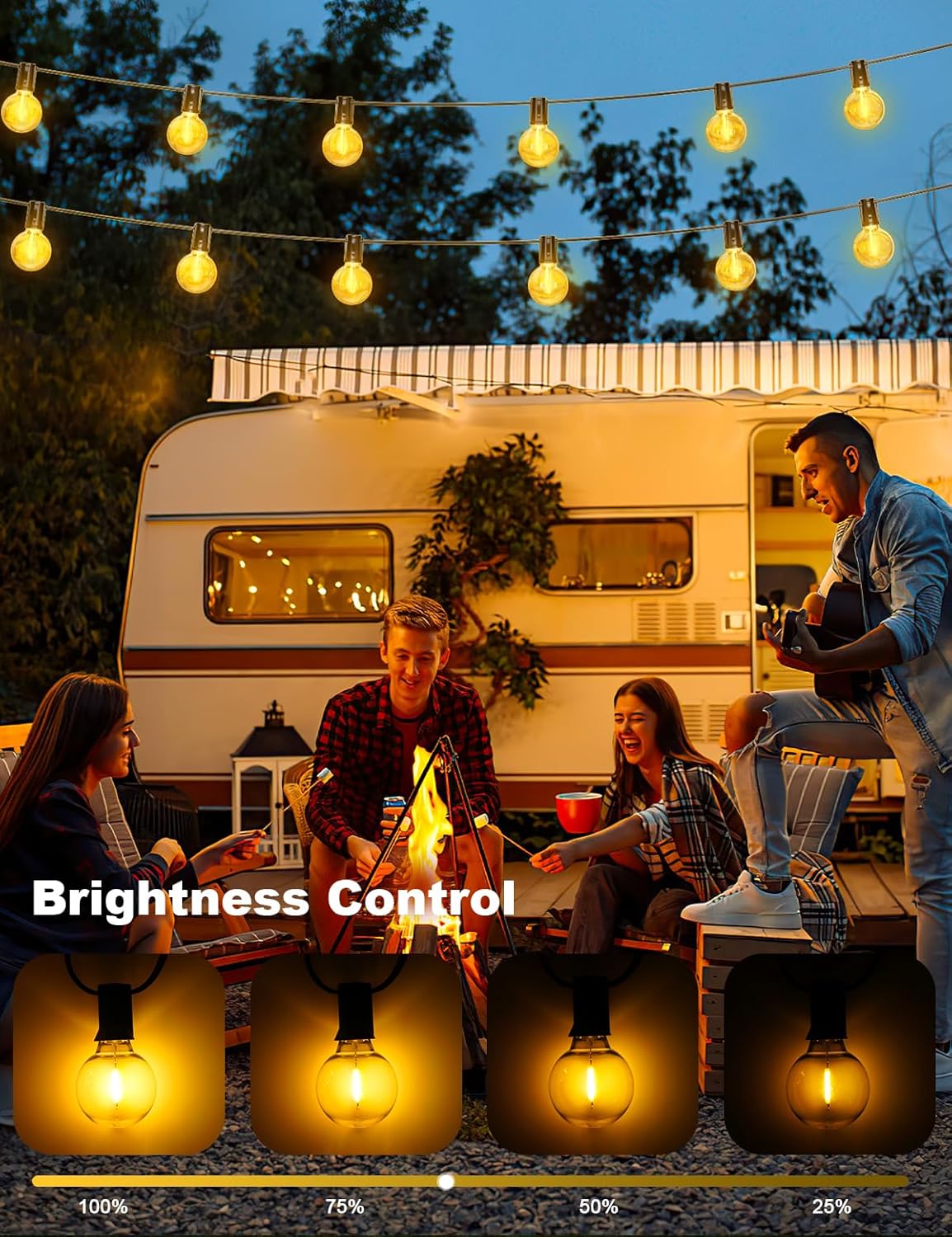 FIFlying Guirnaldas de Luces Solares para Exterior, 17.1M/56.1Ft Lámparas Solares de Jardín con 24+1 Bombillas G40, 8 Modos, Impermeables – Guirnalda Solar Premium para Jardín, Terraza, Navidad y Eventos Especiales