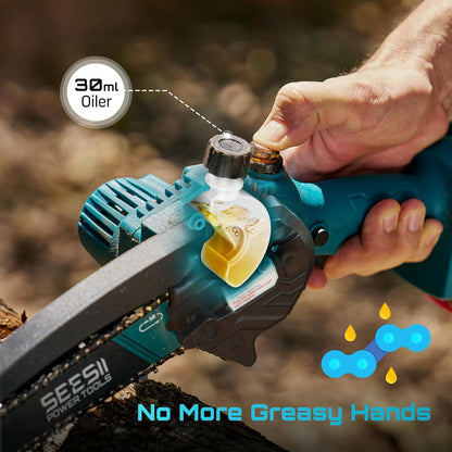 Mini Motosierra Eléctrica Inalámbrica para Jardinería – Sierra de Poda Portátil con Batería Recargable