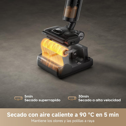 Aspirador en Seco y Húmedo Inteligente – 18.000 Pa, Limpieza 180°, Autolimpieza con Agua Caliente y 50 Min de Autonomía