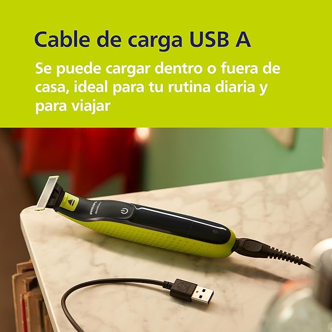 Afeitadora Híbrida OneBlade 360 – Recortadora Eléctrica con Peine Ajustable 5 en 1