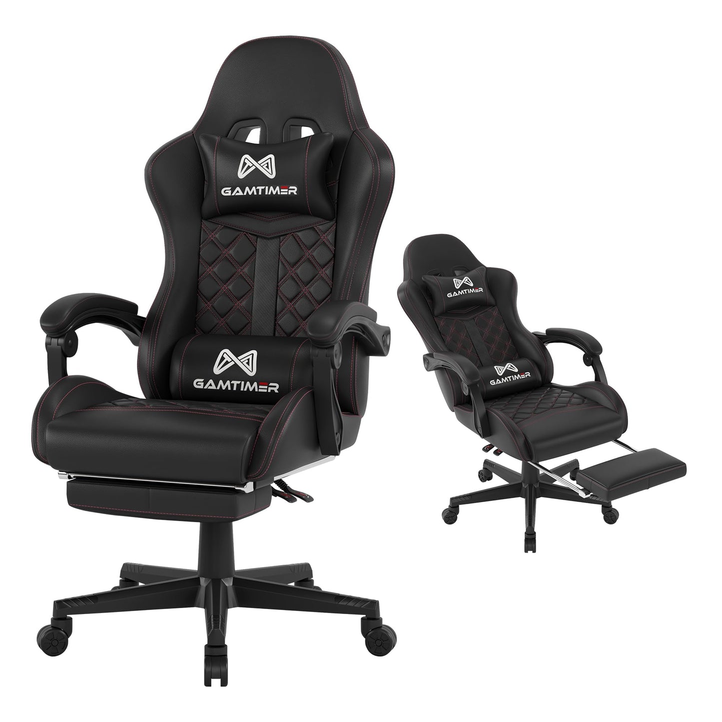 Gamtimer Silla para videojuegos, silla para adultos de 400 libras, silla de conputadora de respaldo alto con reposapiés y reposabrazos vinculados, silla de videojuegos de oficina con soporte lumbar