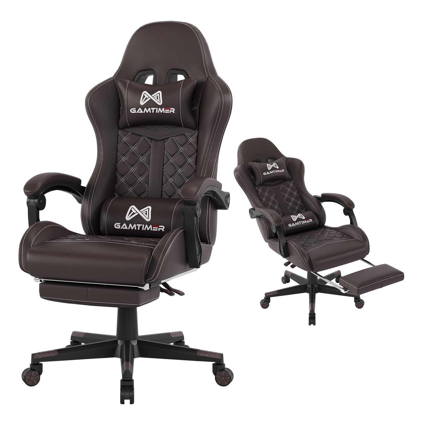 Gamtimer Silla para videojuegos, silla para adultos de 400 libras, silla de conputadora de respaldo alto con reposapiés y reposabrazos vinculados, silla de videojuegos de oficina con soporte lumbar