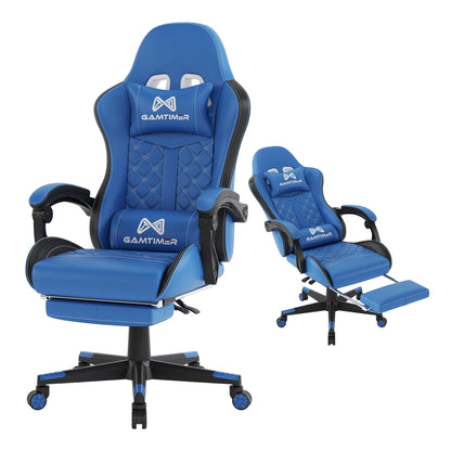 Gamtimer Silla para videojuegos, silla para adultos de 400 libras, silla de conputadora de respaldo alto con reposapiés y reposabrazos vinculados, silla de videojuegos de oficina con soporte lumbar