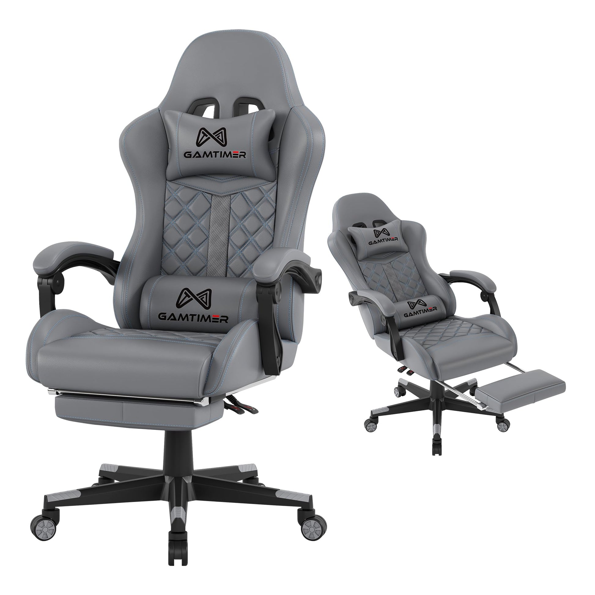 Gamtimer Silla para videojuegos, silla para adultos de 400 libras, silla de conputadora de respaldo alto con reposapiés y reposabrazos vinculados, silla de videojuegos de oficina con soporte lumbar