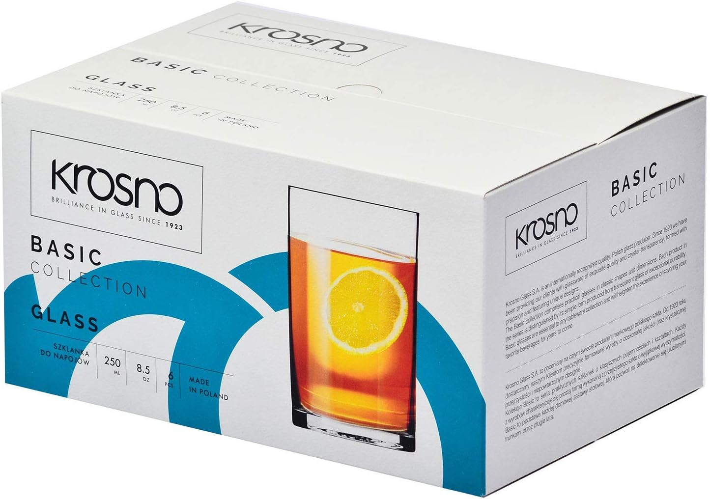 Set de 6 Vasos de Cristal 250 ml – Vasos para Agua, Café y Té Aptos para Lavavajillas