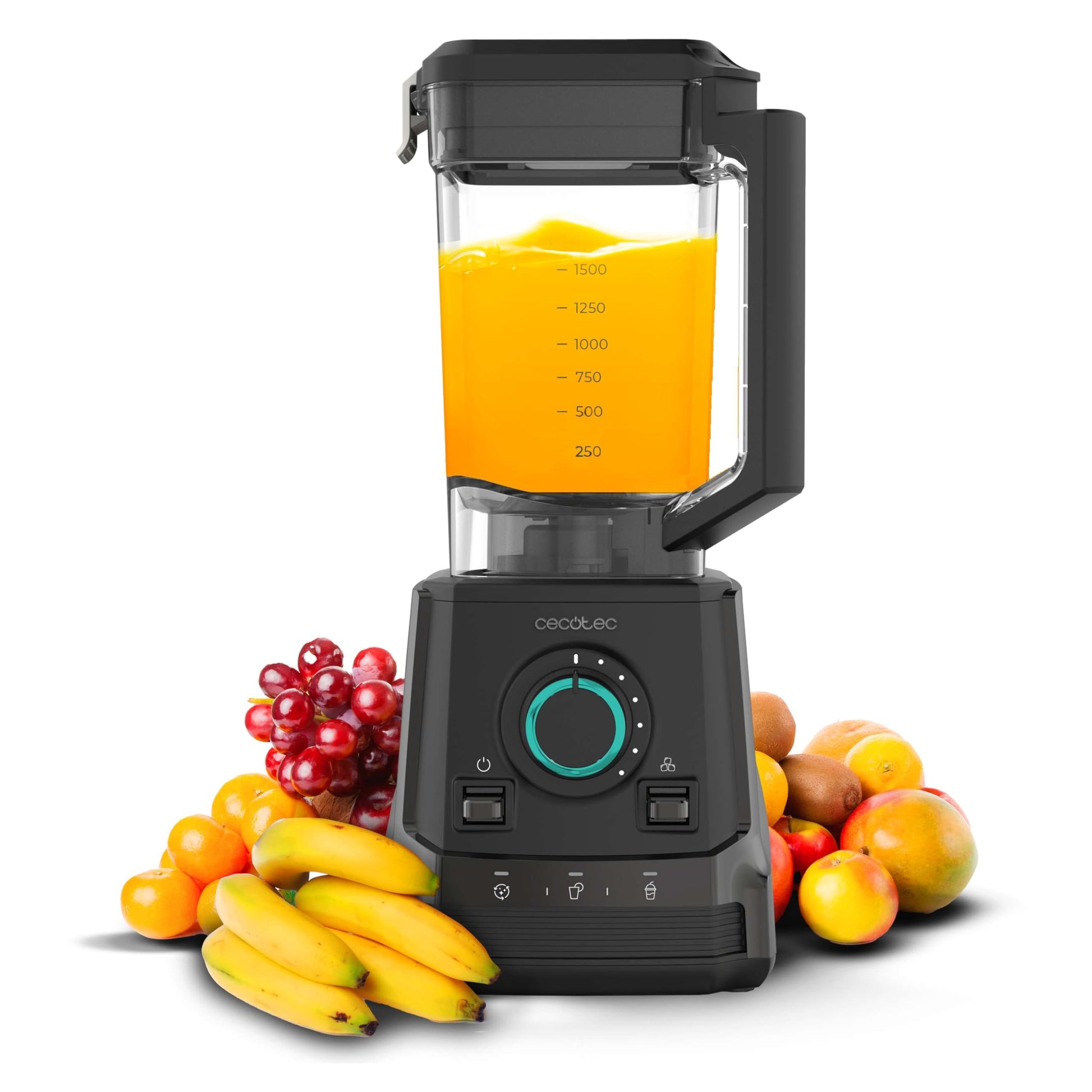 Cecotec Batidora de Vaso Power Black Titanium 2000MAX Mix Go. Potência Máxima de 2000W, Acabamentos em Acero Inoxidable, Cuchilla com Revestimento de Titanio Negro, Capacidade 1,5L