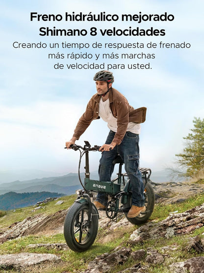Bicicleta Eléctrica Plegable Fat Tire 20” – Batería 768Wh, Autonomía hasta 110 km y Suspensión Completa