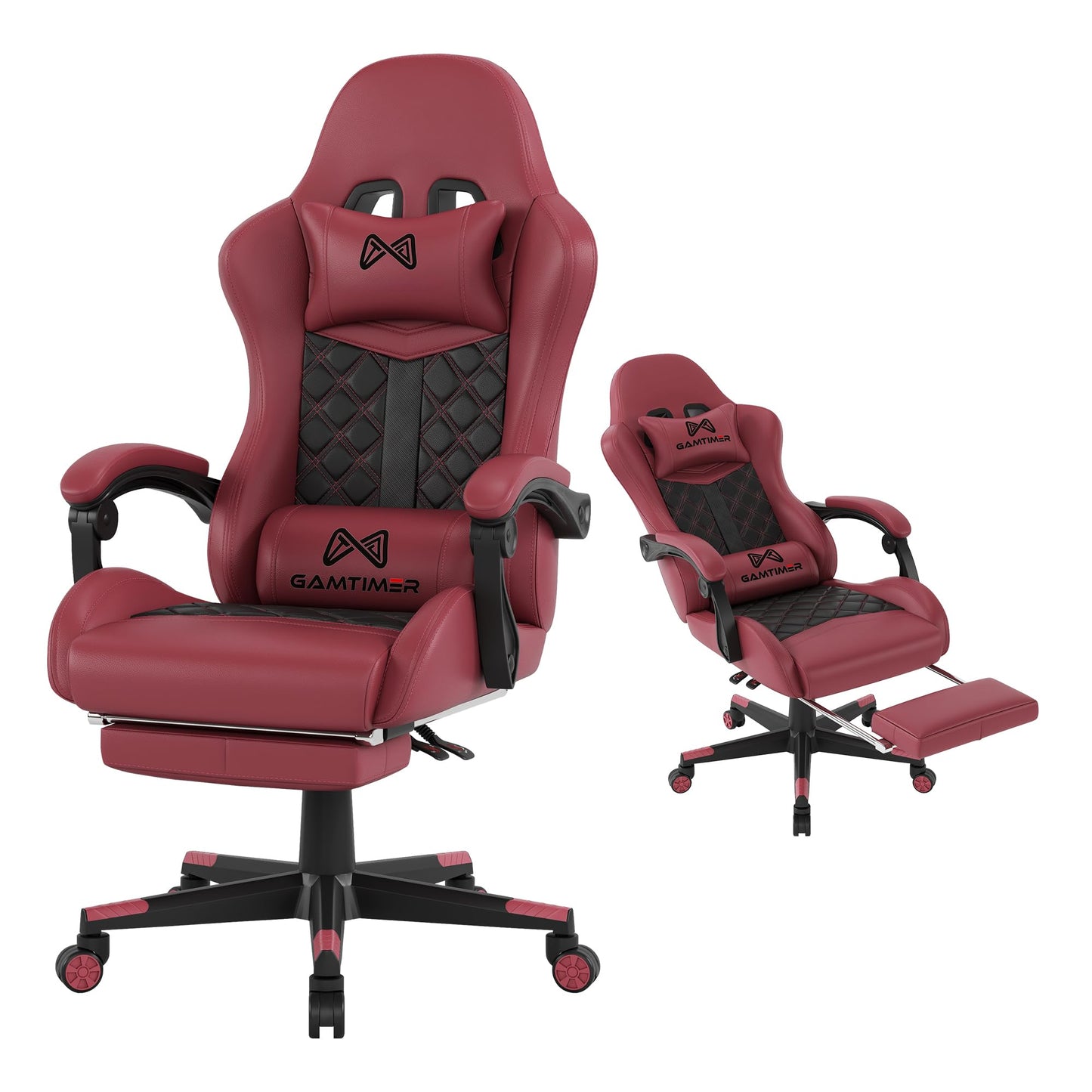 Gamtimer Silla para videojuegos, silla para adultos de 400 libras, silla de conputadora de respaldo alto con reposapiés y reposabrazos vinculados, silla de videojuegos de oficina con soporte lumbar