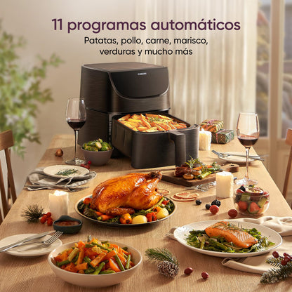 Cosori Freidora de Aire 5,5L Interior Metálico Real, Freidora de Aire Design Antioxidante, Tecnologia de Calentamiento Uniforme, 40 Receitas, Reducción de Grasas para uma Vida Saludable, Eficiencia
