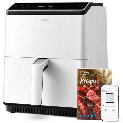 Cosori Freidora de Aire 5,5L Interior Metálico Real, Freidora de Aire Design Antioxidante, Tecnologia de Calentamiento Uniforme, 40 Receitas, Reducción de Grasas para uma Vida Saludable, Eficiencia
