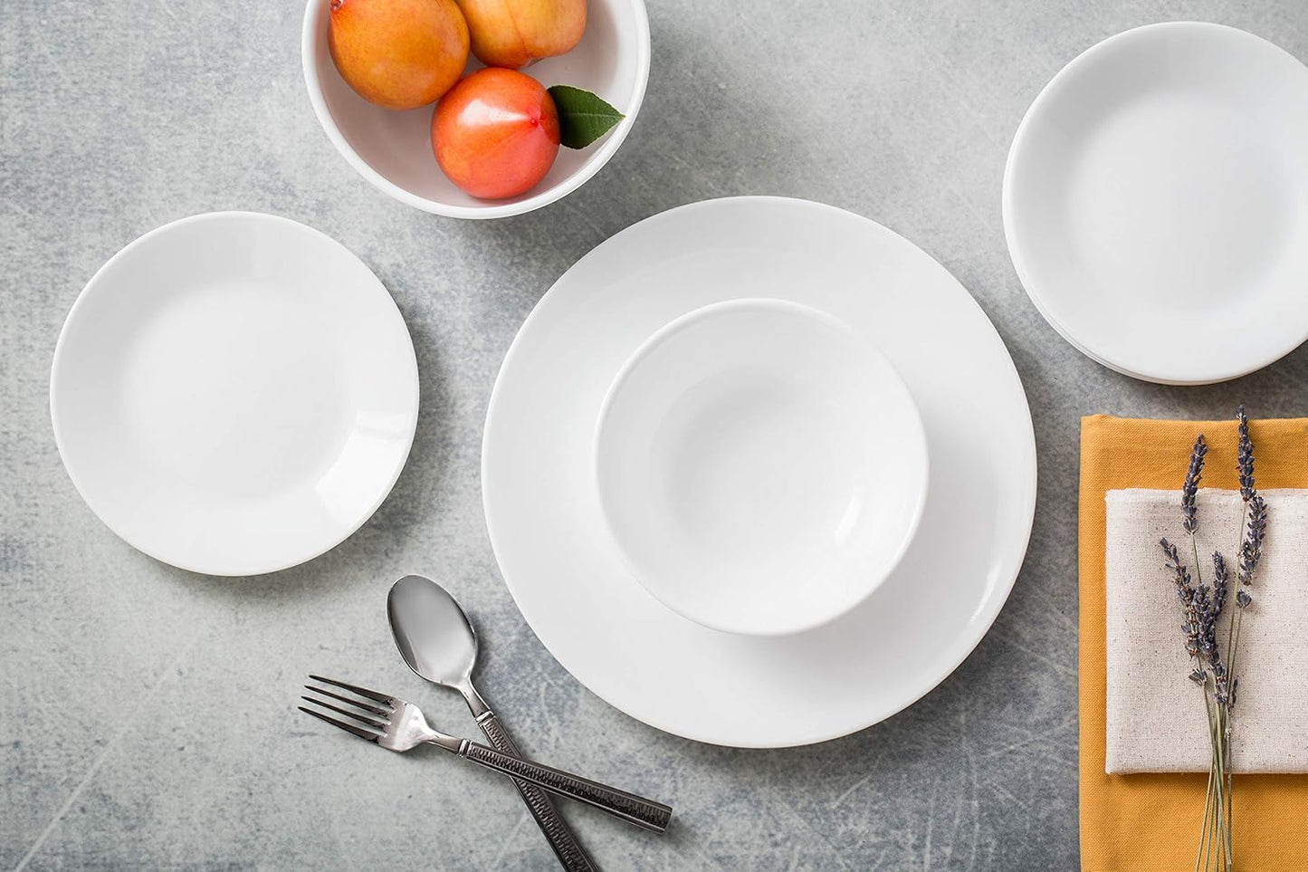 Juego de Vajilla de 18 Piezas para 6 Personas – Platos y Cuencos Resistentes con Diseño Blanco Elegante