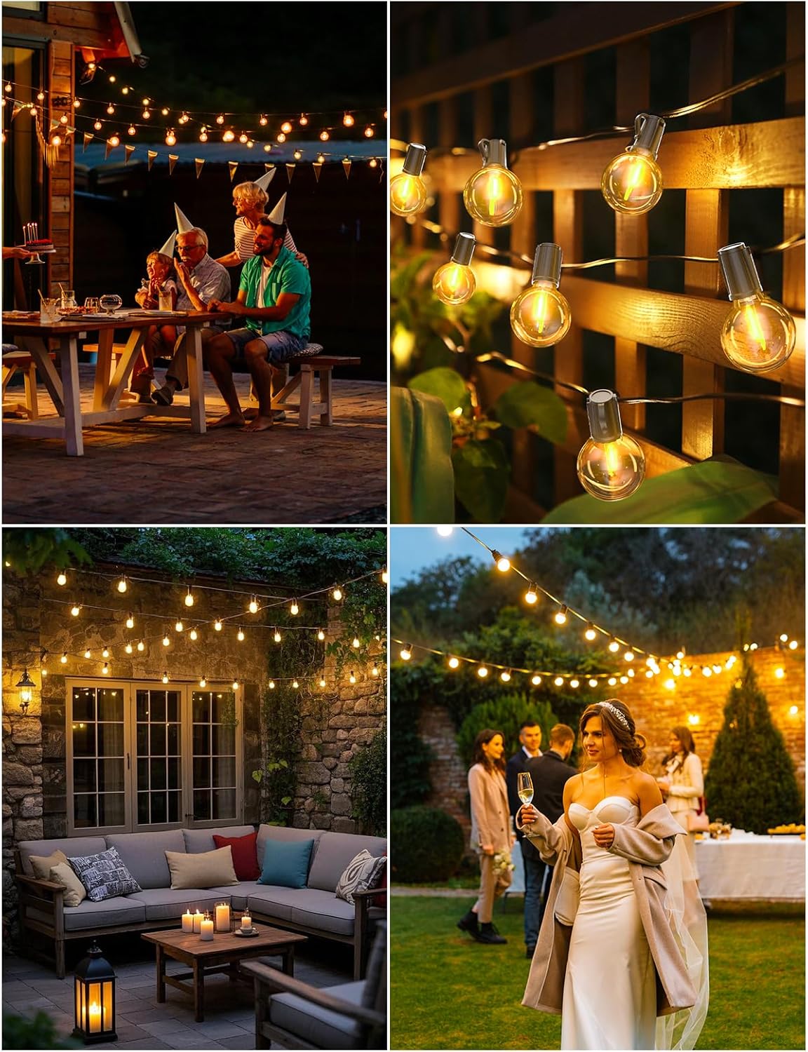 FIFlying Guirnaldas de Luces Solares para Exterior, 17.1M/56.1Ft Lámparas Solares de Jardín con 24+1 Bombillas G40, 8 Modos, Impermeables – Guirnalda Solar Premium para Jardín, Terraza, Navidad y Eventos Especiales
