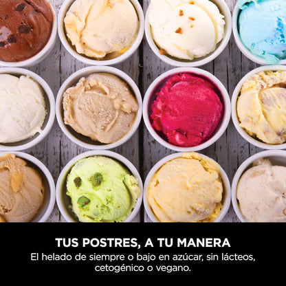 Heladera Multifunción 1,4L – Máquina para Helado, Gelato, Sorbete, Smoothies y Batidos con 7 Programas
