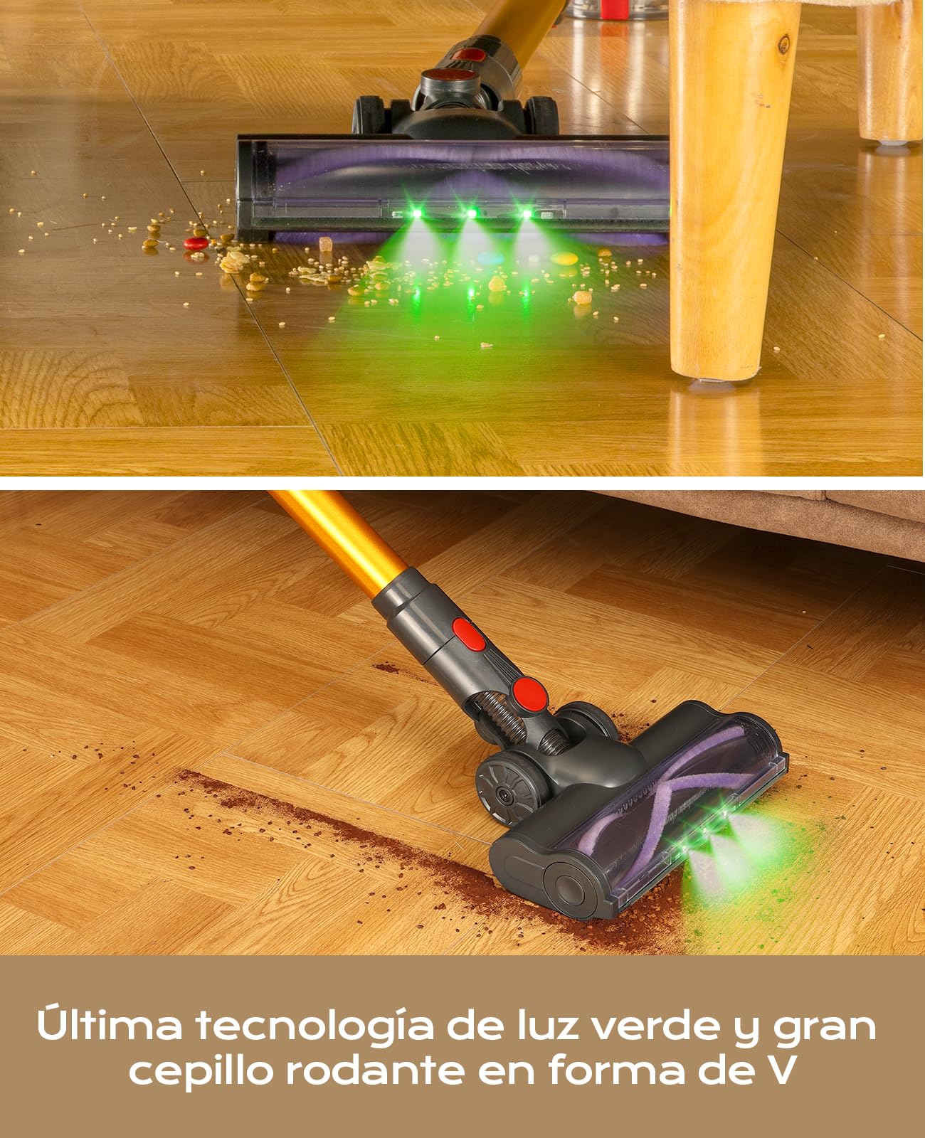 VACTechPro Aspirador sin Cable, 35kPa Aspirador de Mano, 6 em 1 Inalámbrico com 35 minutos de autonomía e batería extraíble, Aspirador Escoba Ideal para Pelo de Animais de Estimação/Tapete/Suelo Duro