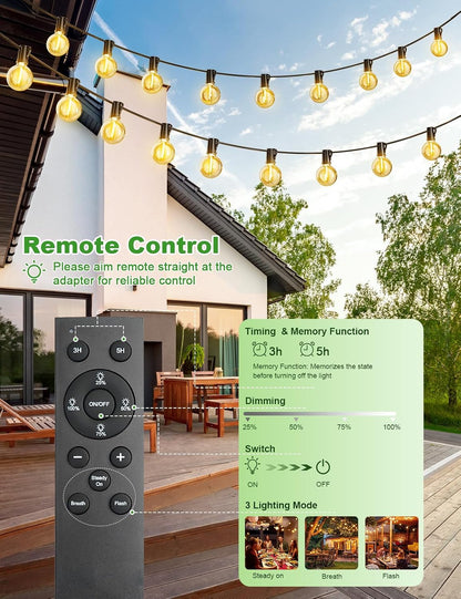 FIFlying Guirnaldas de Luces Solares para Exterior, 17.1M/56.1Ft Lámparas Solares de Jardín con 24+1 Bombillas G40, 8 Modos, Impermeables – Guirnalda Solar Premium para Jardín, Terraza, Navidad y Eventos Especiales