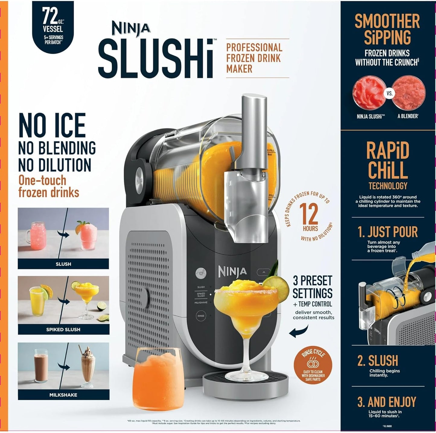 Máquina Profesional de Bebidas Congeladas 72 oz – Preparador de Granizados, Frappés y Bebidas Heladas con 3 Programas