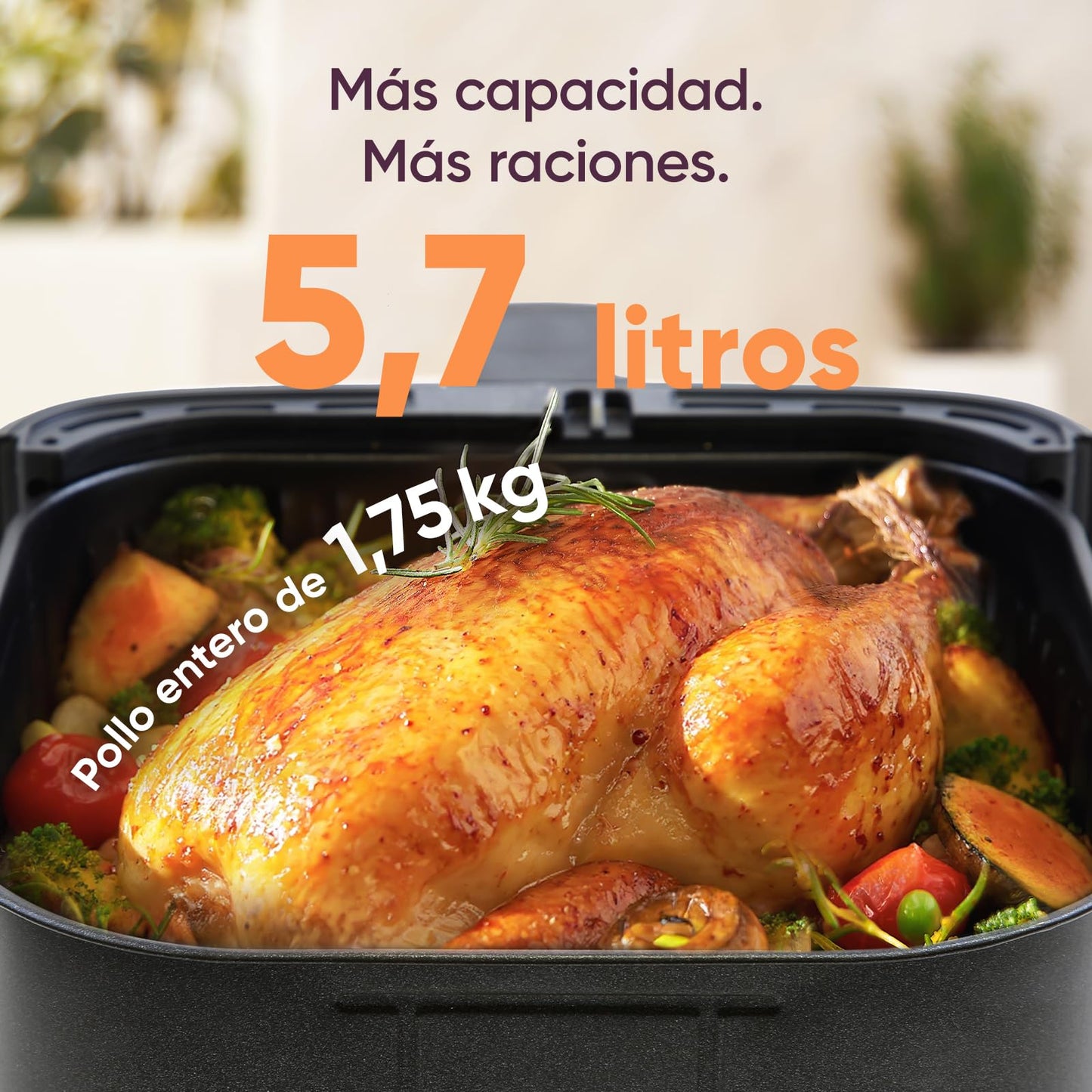 Cosori Freidora de Aire 5,5L Interior Metálico Real, Freidora de Aire Design Antioxidante, Tecnologia de Calentamiento Uniforme, 40 Receitas, Reducción de Grasas para uma Vida Saludable, Eficiencia